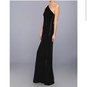 Laundry by Shelli Segal one shoulder formal black tie dress with beading
